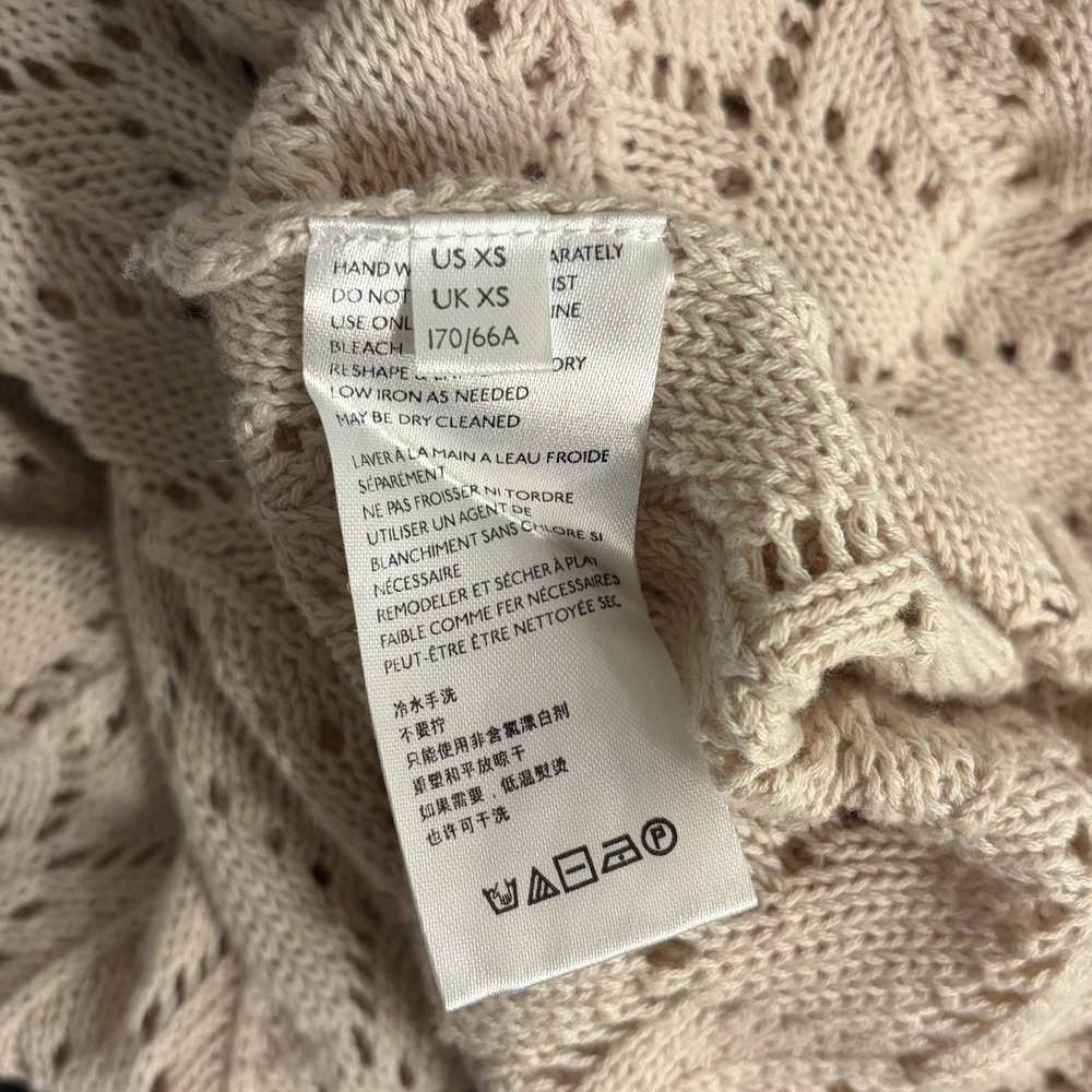 Free People XS Ribbed Knit Boho Maxi Skirt Beige Crochet Hem Festive Cottagecore - Picture 6 of 7